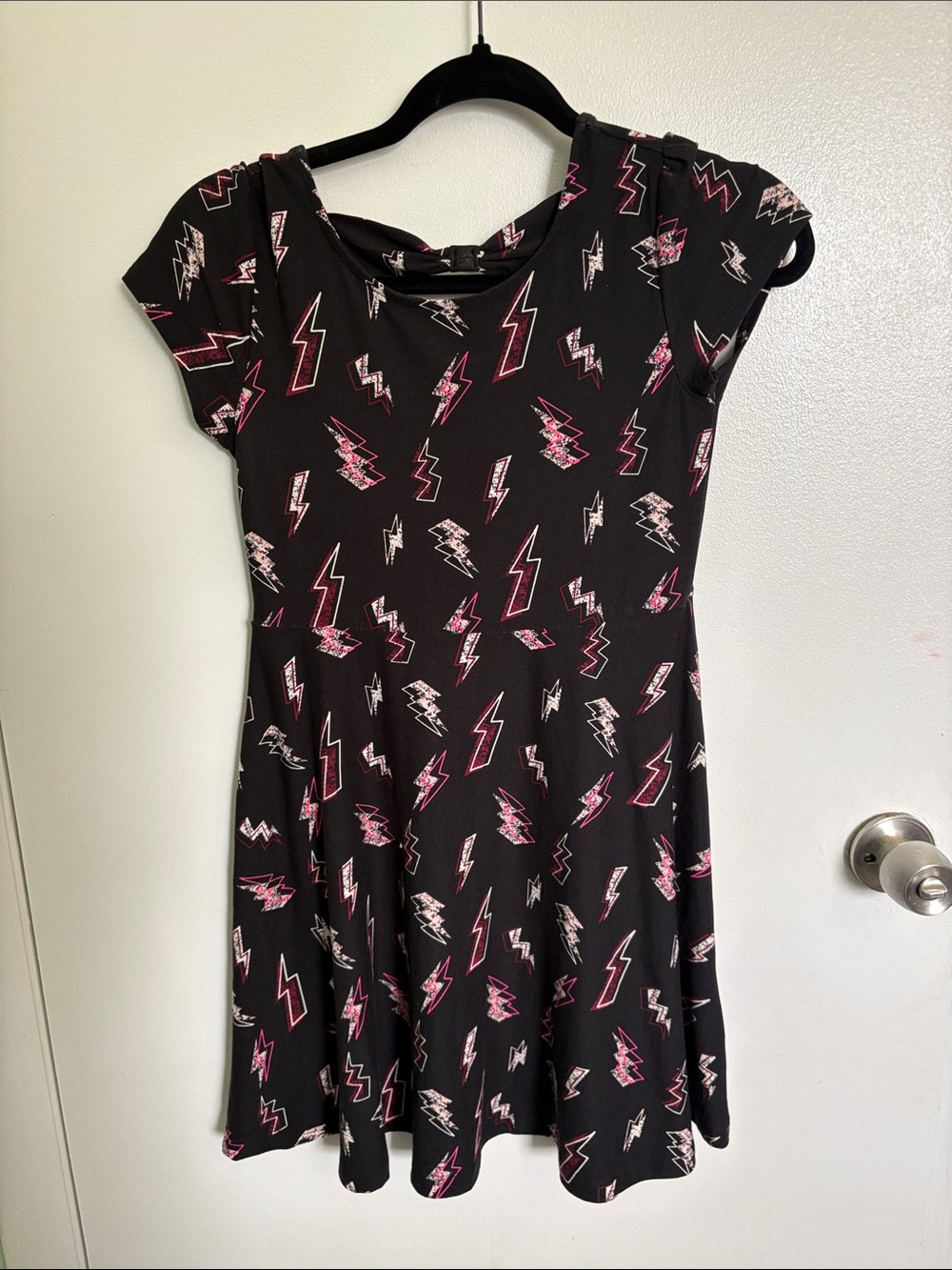 Epic Threads Black Dress with Pink and White Lightning Bolts